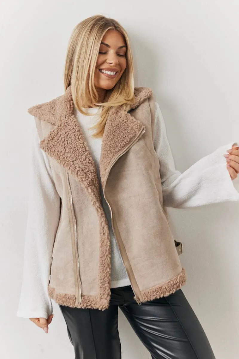 2 In 1 Aviator Coat Gilet|In The Style Clearance