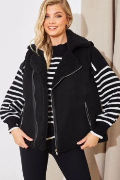 2 In 1 Aviator Coat Gilet|In The Style Clearance