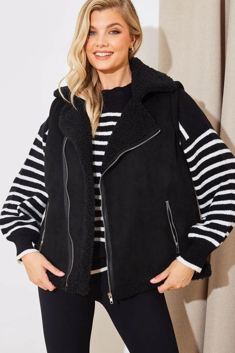 2 In 1 Aviator Coat Gilet|In The Style Clearance