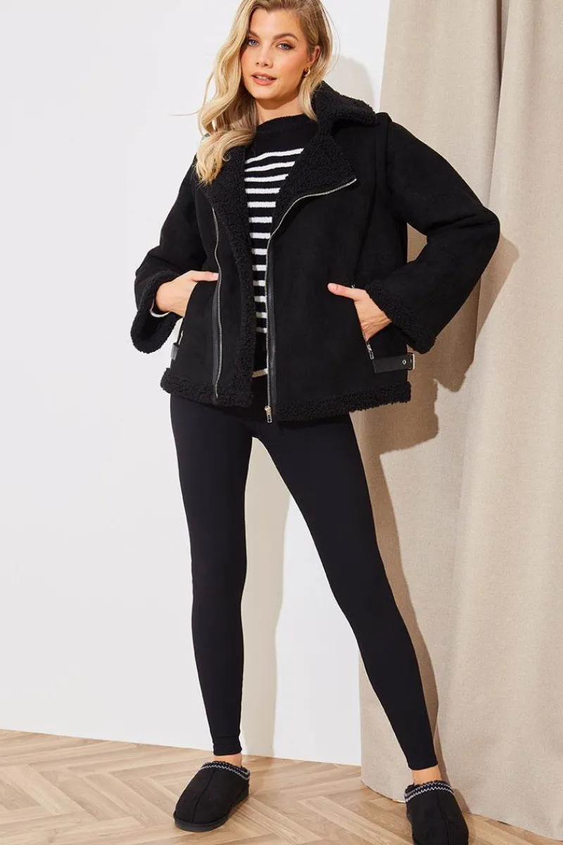 2 In 1 Aviator Coat Gilet|In The Style Clearance