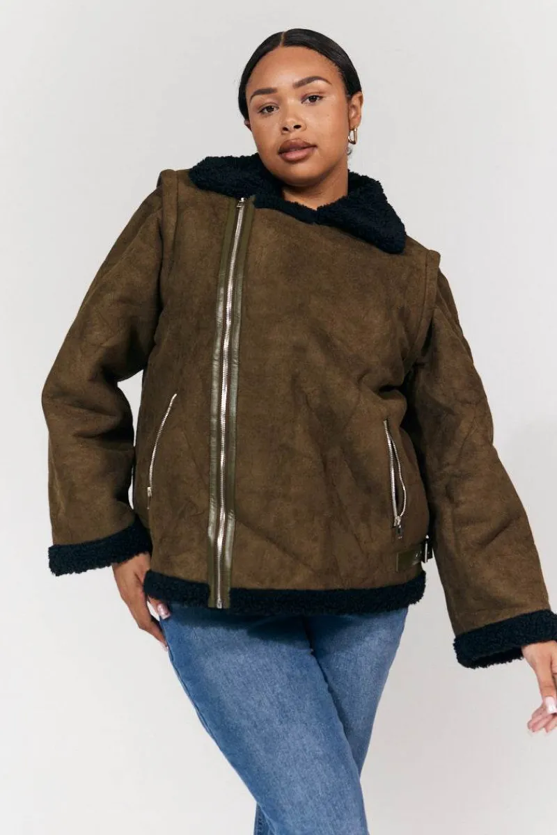 2 in 1 Aviator Coat/Gilet|In The Style Best