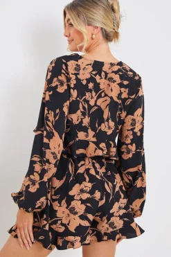 Abstract Floral Frill Co-Ord Shorts|In the Style New