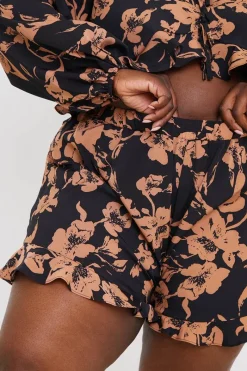Abstract Floral Frill Co-Ord Shorts|In the Style New