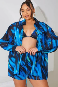 Abstract Print Chiffon Co-Ord Beach Short|In the Style New