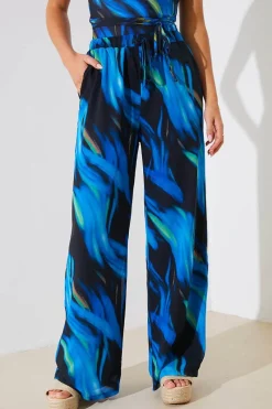 Abstract Print Chiffon Co-Ord Wide Leg Trousers|In the Style Clearance