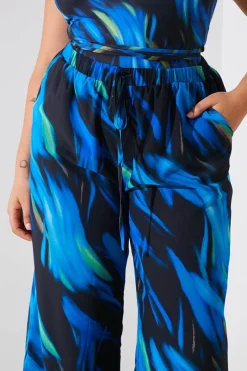 Abstract Print Chiffon Co-Ord Wide Leg Trousers|In the Style Clearance