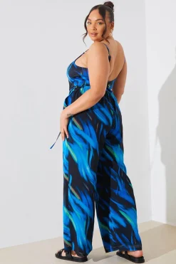 Abstract Print Chiffon Co-Ord Wide Leg Trousers|In the Style Clearance