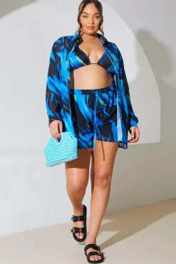 Abstract Print Chiffon Co-Ord Beach Shirt|In the Style Online