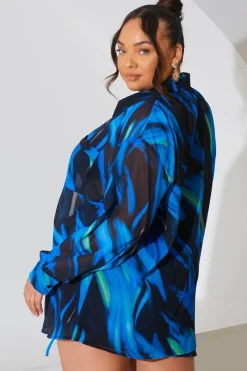 Abstract Print Chiffon Co-Ord Beach Shirt|In the Style Online