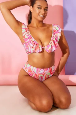 Abstract Print High Waisted Bikini Bottoms|Billie Faiers Outlet