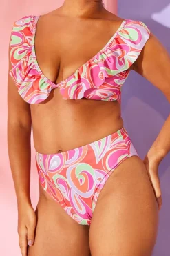 Abstract Print High Waisted Bikini Bottoms|Billie Faiers Outlet