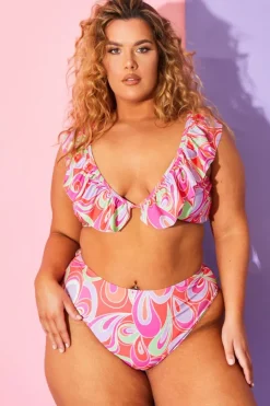 Abstract Print High Waisted Bikini Bottoms|Billie Faiers Outlet