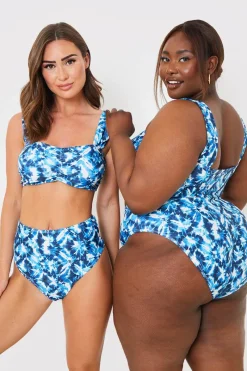 Abstract Print High Waisted Bikini Bottoms|In the Style