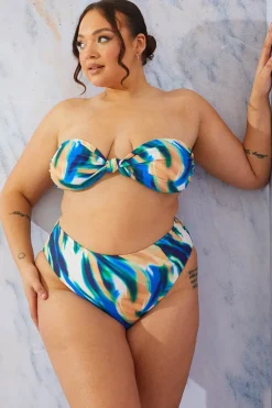 Abstract Print High Waist High Leg Bikini Bottom|In the Style Hot