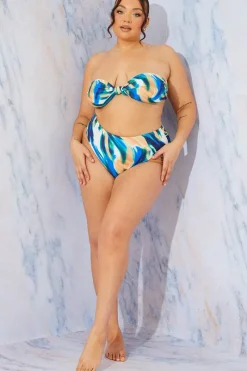 Abstract Print High Waist High Leg Bikini Bottom|In the Style Hot