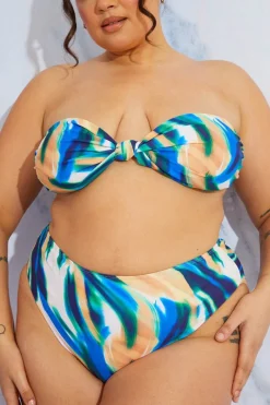 Abstract Print High Waist High Leg Bikini Bottom|In the Style Hot