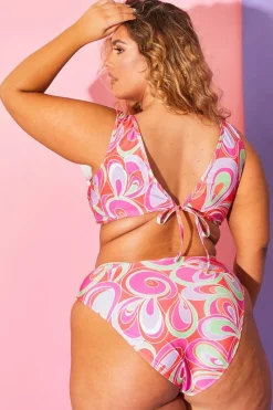 Abstract Print Ruffle Bikini Top|Billie Faiers Hot
