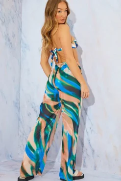 Abstract Print Wide Leg Elastic Waist Trousers|In the Style Outlet
