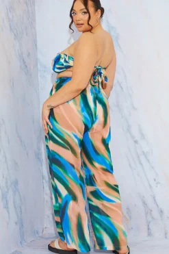 Abstract Print Wide Leg Elastic Waist Trousers|In the Style Outlet