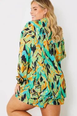 Abstract Printed Button Up Co-Ord Beach Shirt|In the Style Hot