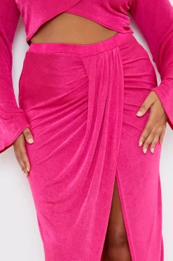 Acetate Slinky Wrap Co-Ord Midi Skirt|In the Style Outlet