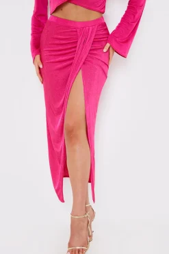 Acetate Slinky Wrap Co-Ord Midi Skirt|In the Style Outlet