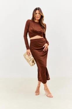 Acetate Slinky Wrap Co-Ord Skirt|In the Style