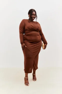 Acetate Slinky Wrap Co-Ord Skirt|In the Style