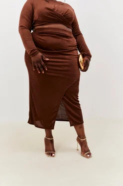 Acetate Slinky Wrap Co-Ord Skirt|In the Style