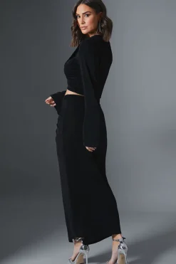 Acetate Slinky Wrap Midi Skirt|In the Style Online