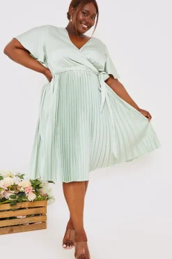 Angel Sleeve Pleated Wrap Midi Dress|In The Style