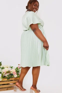 Angel Sleeve Pleated Wrap Midi Dress|In The Style