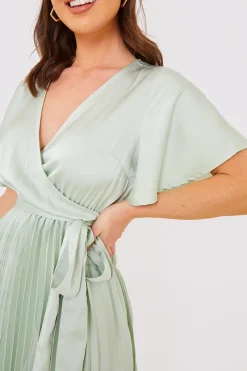 Angel Sleeve Pleated Wrap Midi Dress|In The Style