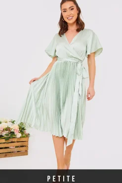 Angel Sleeve Pleated Wrap Midi Dress|In The Style