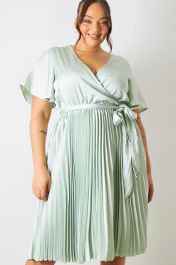 Angel Sleeve Pleated Wrap Midi Dress|In The Style