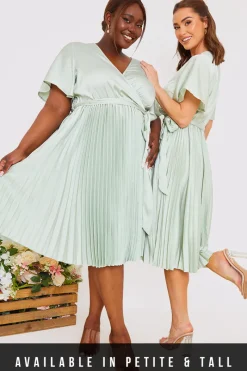 Angel Sleeve Pleated Wrap Midi Dress|In The Style