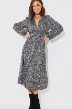 Animal Print Smock Midi Dress|In the Style Hot