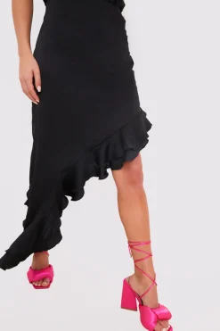 Asymmetic Frill Detail Midi Skirt|In the Style New