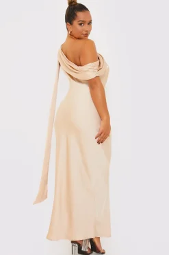 Asymmetric Draped Neckline Maxi Dress|Terrie Mcevoy Clearance
