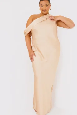 Asymmetric Draped Neckline Maxi Dress|Terrie Mcevoy Clearance