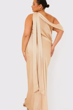 Asymmetric Draped Neckline Maxi Dress|Terrie Mcevoy Clearance