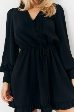 Balloon Sleeve Pintuck Tie Waist Detail Mini Dress|In The Style New