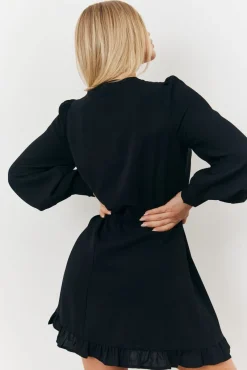 Balloon Sleeve Pintuck Tie Waist Detail Mini Dress|In The Style New