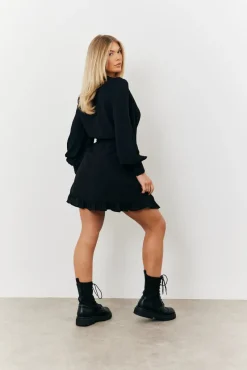 Balloon Sleeve Pintuck Tie Waist Detail Mini Dress|In The Style New