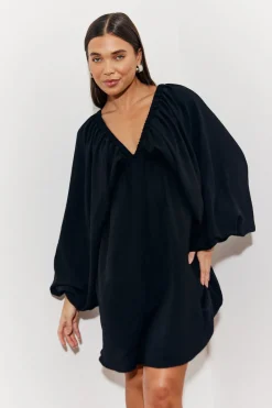 Balloon Sleeve Smock Mini Dress|In the Style