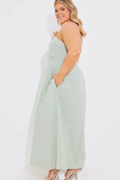 Bandeau Linen Look Midi Dress|In The Style Clearance
