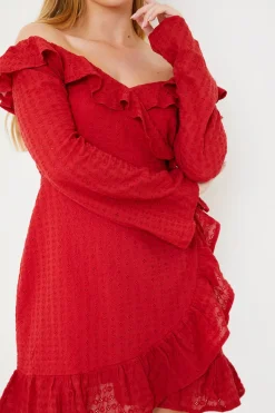 Bardot Broderie Anglaise Mini Dress|In the Style Hot