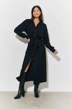 Belted Midi Shirt Dress|In The Style Online