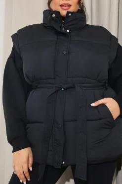 Belted Puffer Gilet|In The Style Clearance