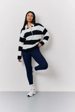 Black & White 90's Stripe Long Sleeve Rugby Shirt|In The Style Clearance